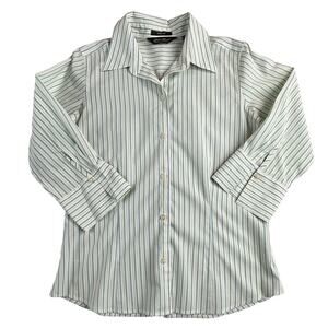 Eddie Bauer Striped Button Down Shirt Women's Small Wrinkle Resistant Cotton